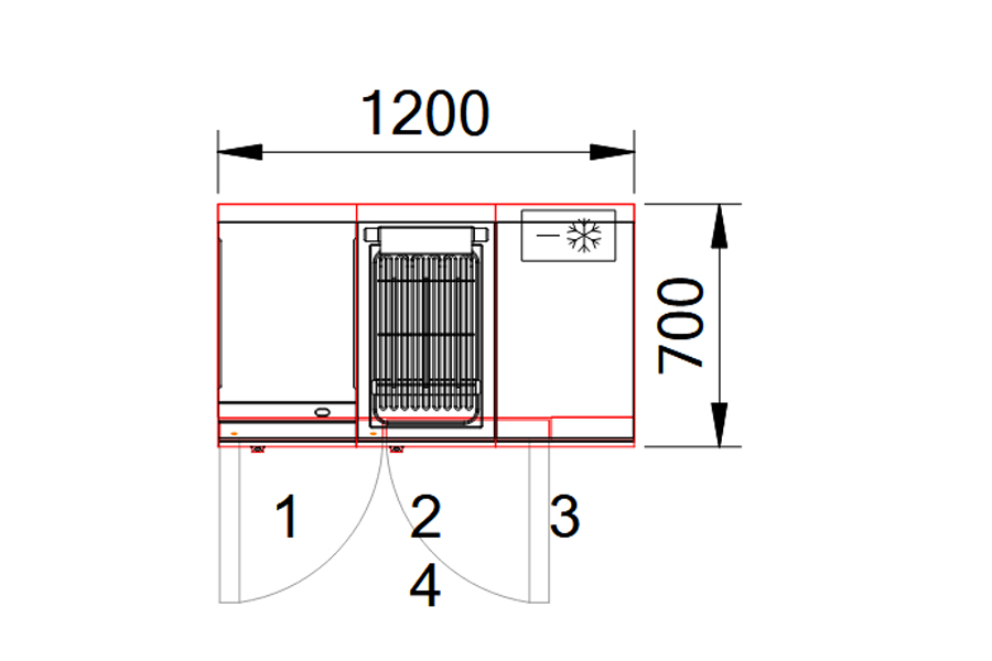 CAD Zeichnung vom Modular Kochblock in Miniformat