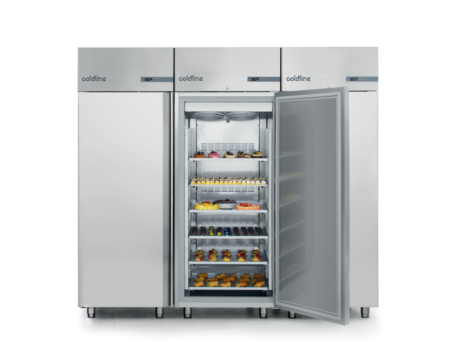 Coldline Wind TK-Kühlschrank mit belüfteter Indirekt-Kühlung – Bedienelement und Innenraum-Detail für Konditorei und Bäckerei
