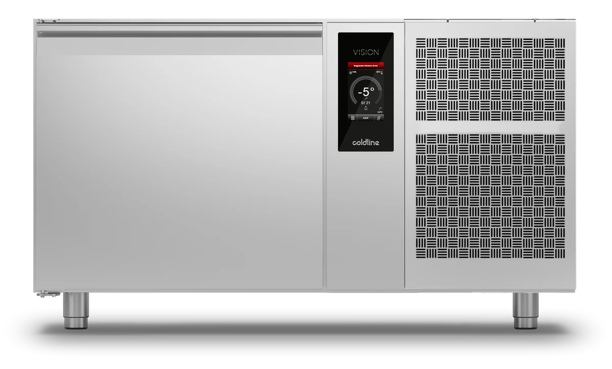 Coldline Vision Untertisch-Schockfroster WTS7F ohne Arbeitsplatte, 1400 mm breit und 700 mm tief, mit 7-Zoll-Touchscreen und höhenverstellbaren Edelstahlfüßen