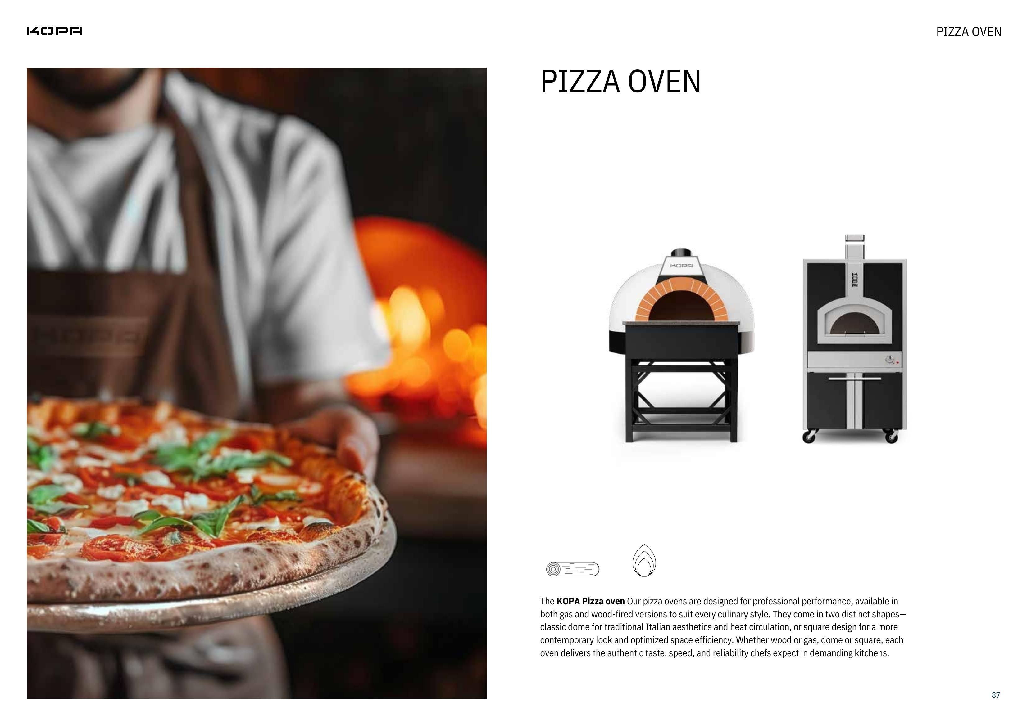 KOPA Pizzaofen für die Gastronomie, als Holzofen und Gasofen für professionelle Pizzastationen